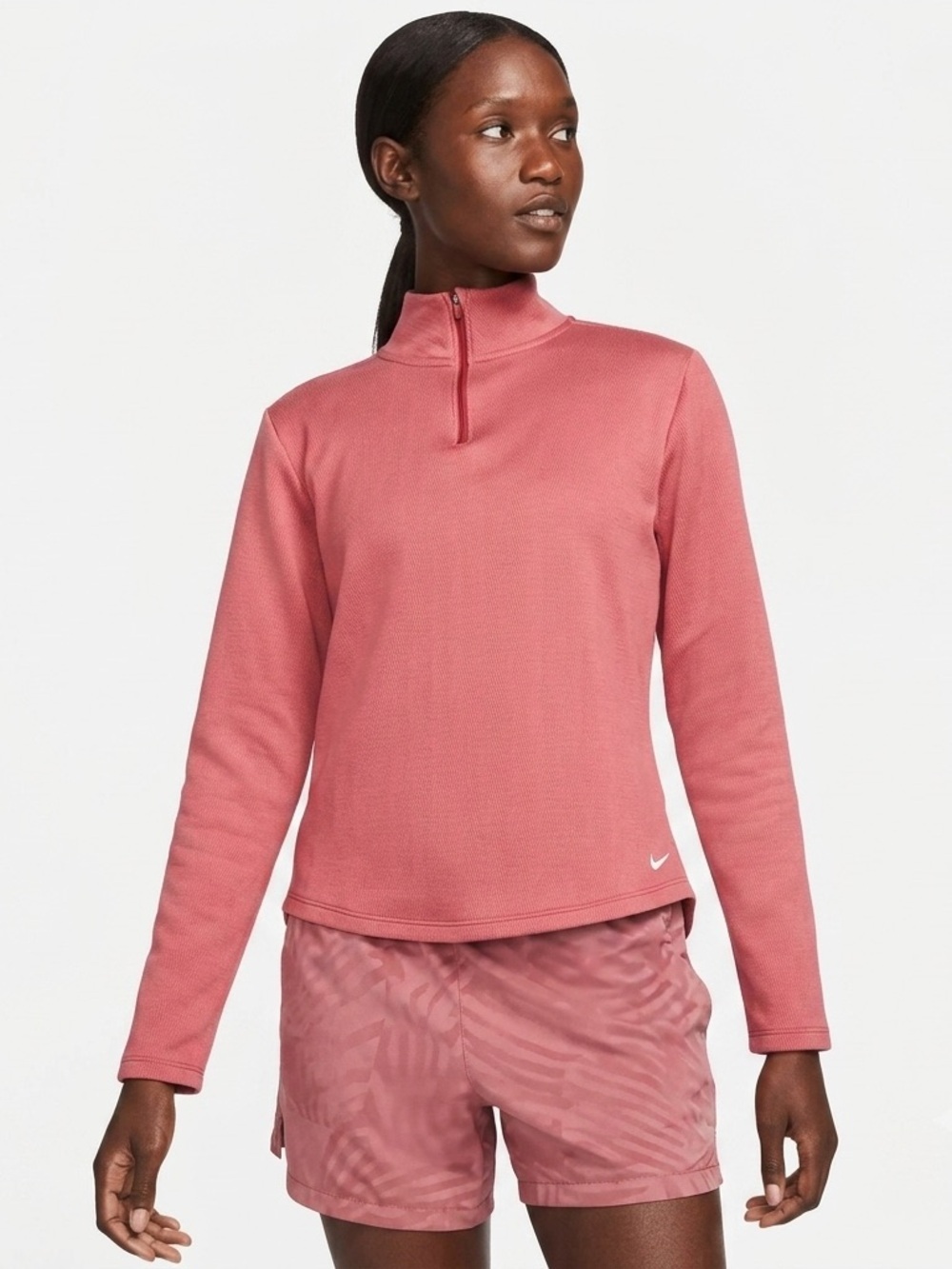 Nike Women’s Dusty Pink Therma-FIT Quarter-Zip Long Sleeve Top - Size M